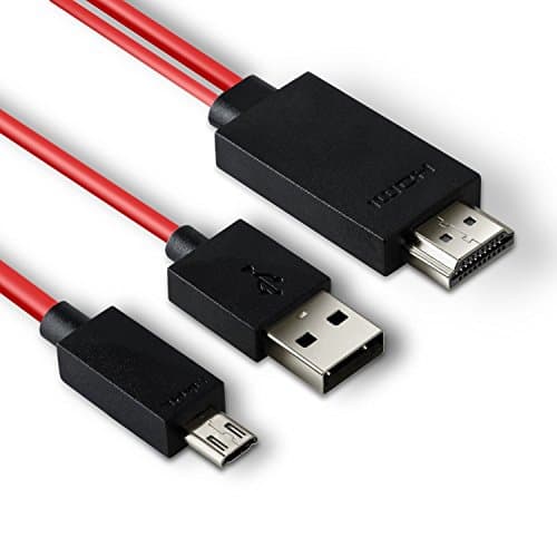 Micro USB to HDMI Cable, Cooliker 2 Meters MHL Micro USB to HDMI 1080P HDTV Connector Adapter Cable with integrated USB Charging Cable for Samsung Galaxy S3/S4/S5, Note 3, Note 2, Tab 3 8.0, Tab 3 10.1, Tab Pro, Note 8, Note Pro 12.2 (11 pin)
