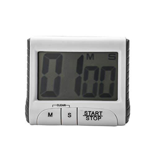 Digital Kitchen Timer Countdown Timer Counts Down/Up Magnetic with Large LCD Display,Loud Alarm,Memory Stopwatch Function,Bracket,Magnet for Cooking,Baking,Sport,Resting,Study by Hmjunboys（White）