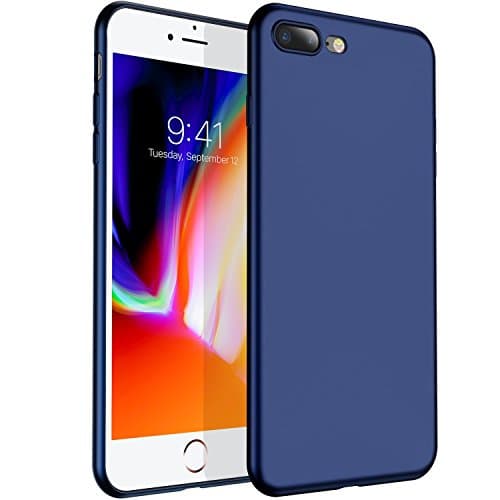 iPhone 7 Plus Case, iPhone 8 Plus Case, Flyyu Simple Stylish Slim Fit Shell Full Protective Matte Finish Coating Hard Plastic Phone Case Cover for Apple iphone 7 Plus / 8 Plus - 5.5'' – Navy Blue