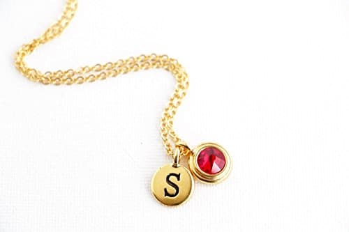 Personalized Monogram and Birthstone Charm Necklace