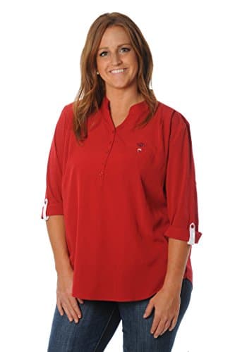 NCAA Arkansas Razorbacks Women's Button Down Tunic Top, Small, Crimson/White