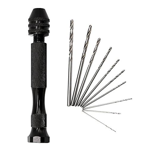 MINHER Mini Hand Drill Bits Precision Pin Vise Woodworking Hand Drill for Model Jewelry Walnut Amber Beeswax Olive Nut &amp; 10PCs spiral drill bits 0.5-2.MM
