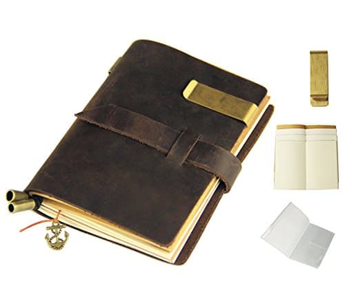 Primind leather journal Writing Notebook - 13.5cm * 10cm Refillable Pages-100% handmade & Personalized-Perfect Gift for Art Sketchbook, Travel Diary & Notebooks (brown)