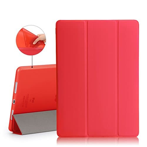 iPad Air 2 Case, iMucc Smart Case Cover + Matte Shell Soft TPU Back For Apple iPad Air 2 Built-in Magnet Stand with Smart Cover Auto Wake/Sleep (Red)