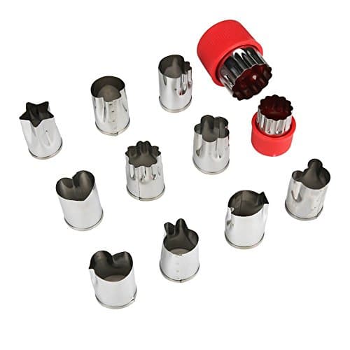 HUAFA Vegetable Cutter Shapes Set,Mini Pie,Fruit and Cookie Stamps Mold,Cookie Cutter Decorative Food,for Kids Baking and Food Supplement Tools Accessories Crafts for Kitchen,12 Pcs (Red)