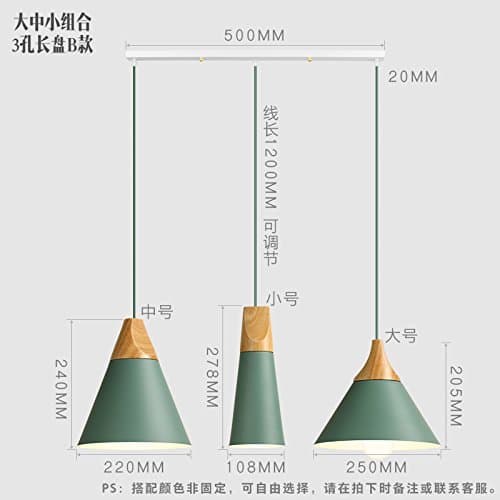 YYHAOGE Chandeliers/Three-Ceiling Light Solid Wood Combination Restaurant Bar Color Chandelier Lamp Chandelier En-Suite, Long, Medium And Large Hong Kong Green