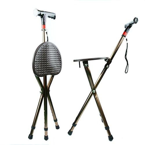 RUYI Walking Stick Foldable Adjustable Height Folding Telescopic Aluminum Folding Chair Smart Cane Chair LED Lighting Walking Stick