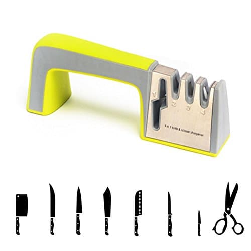 Kitchen Knife Sharpener and Scissors Sharpener 4in1 Multifunction Professional Kitchen Sharpener with Non-slip Base