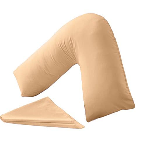 Polycotton Back &amp; Neck Support V Shaped Orthopedic/Pregnency/Nursing Pillow Case Cover Color Latte by EXQUIZIT HOME.
