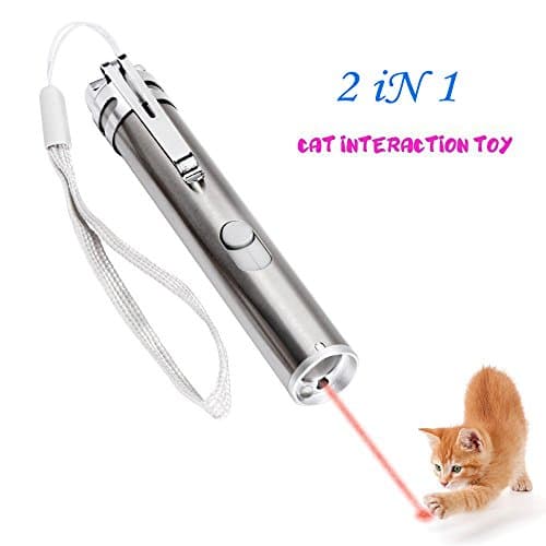 2 in 1 Multi Function Crazy Chase Cat Chaser Toys, LED Pet Red Dot Toys/Flashlight/Interactive Pet Toys - Exercise Toy Cat Training Tool By GILGAMESH