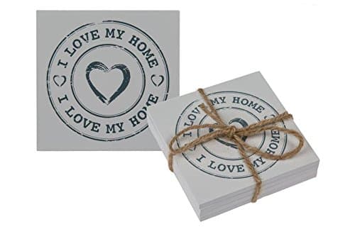 Original Cork-Backed Drinks Coaster Table Mat I Love My Home 10 cm Wooden Set of 8
