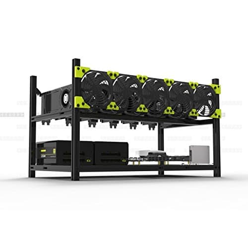 6 GPU Miner Case Aluminum Stackable Mining Rig Case With 5 Fans Open Air Frame Unassembled Miner Kit For ETH/ETC/ZCash Ethereum,Bitcoin,and Altcoins(Classic)