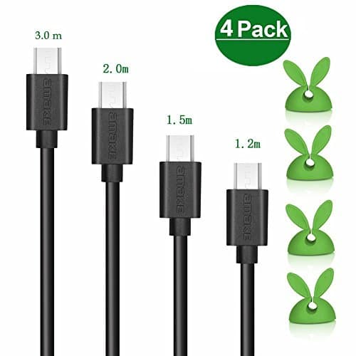 URANT Micro USB Charging Cables, [4 Pack] Charger Cable Phone Charger Date Cable Durable Charging Cable Cord Powerline (1.2m* 1/ 1.5m* 1/ 2m* 1/ 3m*1) High Speed for Samsung,LG, Sony,Xiaomi,Huawei,Tablet Extension Cable Quick Charger