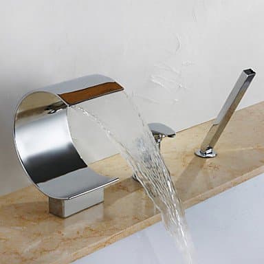 SHENCHI Contemporary Widespread Waterfall Widespread Ceramic Valve Single Handle Three Holes Chrome Bathtub Faucet chrome