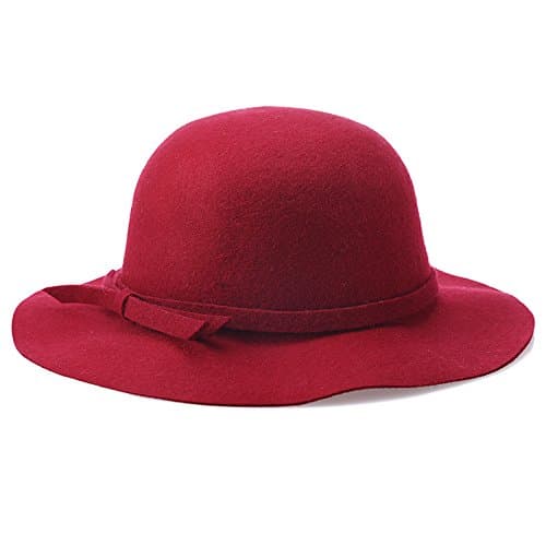 LKKLILY-Ms wave wool bucket Hat wool felt hats for fall/winter simplicity Hat fisherman Hat Beach outdoor Hat,Wine Red