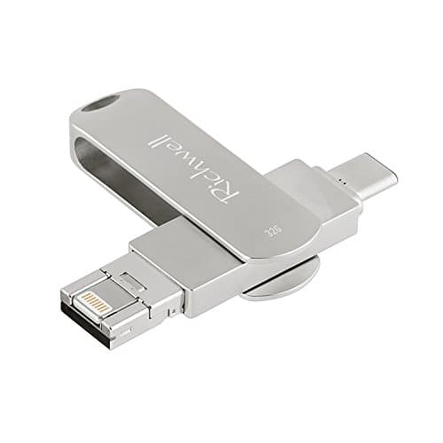IPhone USB 32GB Flash Drives, memory stick U Disk External Storage, Richwell 3in1 USB for Apple iPhone iPad iOS Mac Android Type-C and Computers (Silver32G-XZ)