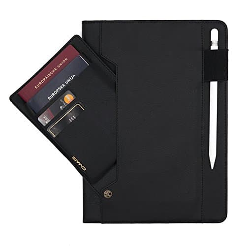'CMAI2 iPad Pro 10.5 Case Genuine Leather Stand Function Credit Card Passport Pouch Photo Pocket Pen Holder black