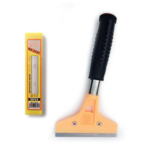 Ussoom Wide Scraper Long Razor Scraper Extra Long Sticker Scraper with 10pcs Long Edged Stainless Steel Razor Scraper Blades