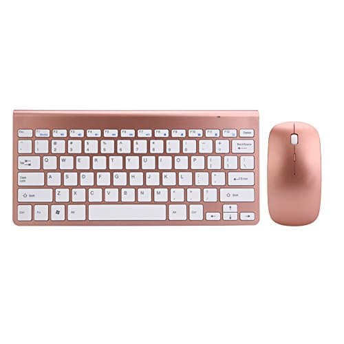 Wireless Keyboard & Wireless Mouse 2.4G Wireless Keyboard Fit Windows 10/8/7 / Vista / XP and Android Smart TV Use (Pink)