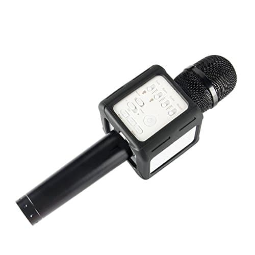 Wireless/ Speaker Karaoke Microphone With Accompaniment Function Micgeek Q9S+ Mini Cellphone Handheld Karaoke Player Male/female Sound Interchange Karaoke MIC Machine for Home KTV (Black)