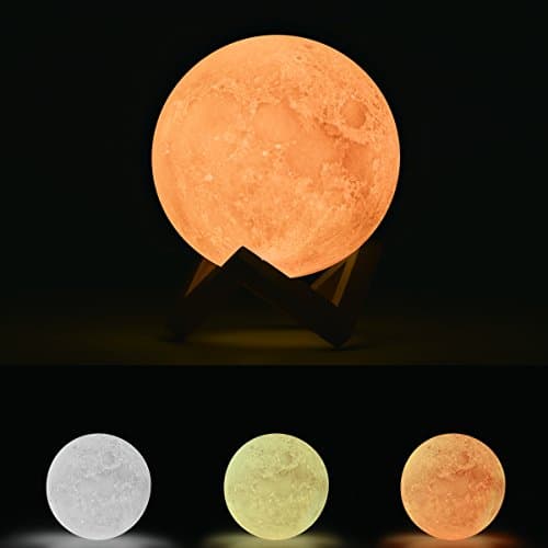 Efikeco Moon Lamp 5.9" 3D Printing Touch Control Dimmable, Night Light Decorative Lights with USB Recharge for Room Children Kids 15centimeter