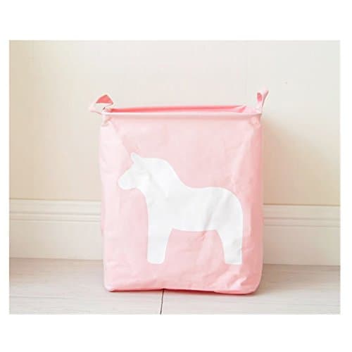 Saint Kaiko Cotton Linen Foldable Collapsible Laundry Hamper Laundry Bin Laundry Basket Storage bag Storage Bin Toy Clothing Storage Organiser Home Organiser with Handle for Bathroom Bedroom Nursery (Pink)