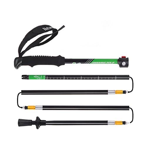 JIXIANG Ultra-light EVA Handle 5-Section Adjustable Canes Walking Sticks Trekking Pole Alpenstock For Outdoor 1 PCS,Green