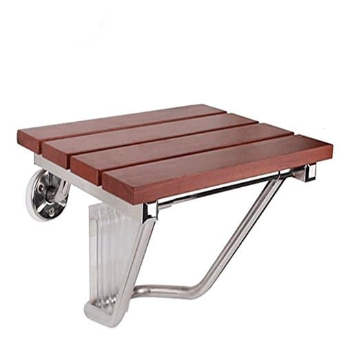 YXHZ® Folding shower stool, Bath chair Wall-mounted Solid wood board + stainless steel bracket Paint process Comfortable Non-slip Pregnant women The elderly Chestnut color 380 * 338cm, 300 * 258cm Aid and safety ( Color : #2 )