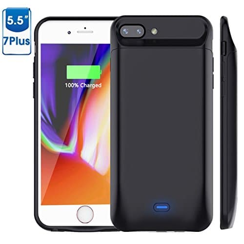 Vobon iPhone 7 plus / 8 plus Battery Case, 7200mAh Power Bank Case, Rechargeable Protective Pack External Charging Backup Cover, Portable Charger for Apple iPhone 7 plus/ 8 plus-5.5 inch(Black)