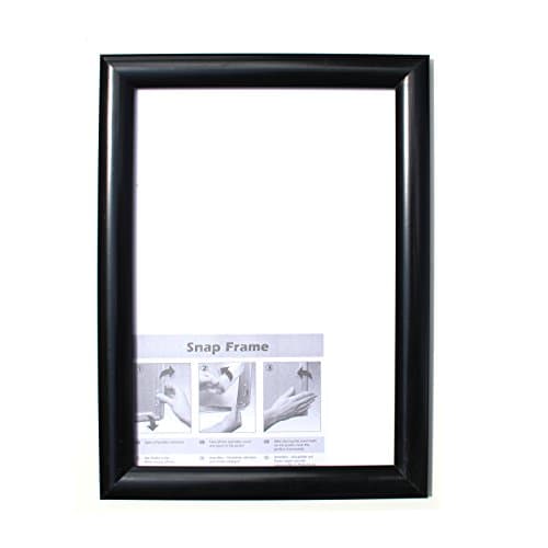 Four X Ninety A5 Black Snap Frame to easily change photo / advert with frame still hanging -  25mm Mitred Corners and Security / Safety Perspex Glazing