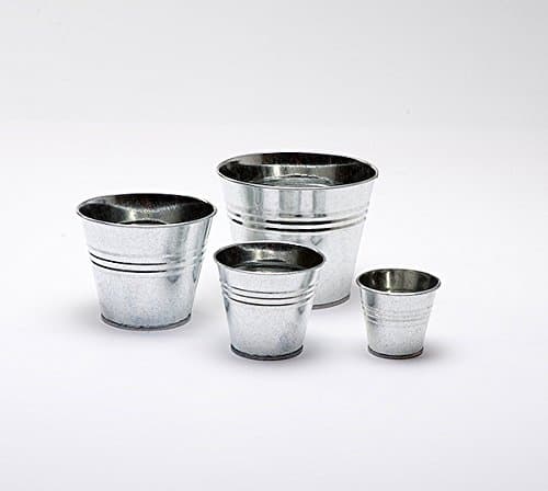 Pack of 10 Plain Silver Coloured 8.5cm (3.3") Metal Pots - Planters - (Buckets - Without a Handle) for sweet tree kits, favours, storage (NH-SIL01)