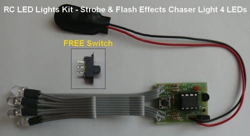 HOBBYKIT RC LED Lights Kit - Strobe & Flash Effects Chaser Light 4 LEDs - 5mm - 4 Yellow