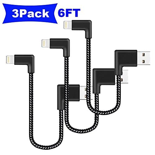 Lightning Cable, iRoundy 3Pack 6FT Nylon Braided Cord iPhone Cable Certified to USB Charging Cable for iPhone 7, 7 Plus, 6S, 6+, SE, 5S, 5, iPad Air/Mini, iPod Nano 7 (Black+ White)