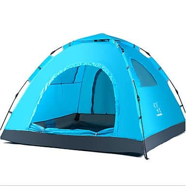 3-4 persons Tent Single Automatic Tent One Room Camping Tent 2000-3000 mm Oxford Keep Warm Wateproof Sun Protection Sunscreen-Camping / , sky blue