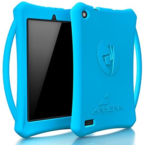 Armera All-New Amazon Fire 7 Tablet Case with Handle (7th Generation, 2017 Release) Lightweight Shockproof Kids Safe Durable Protective Silicone Cover for Amazon Fire 7 Tablet (Fire 7, Blue)