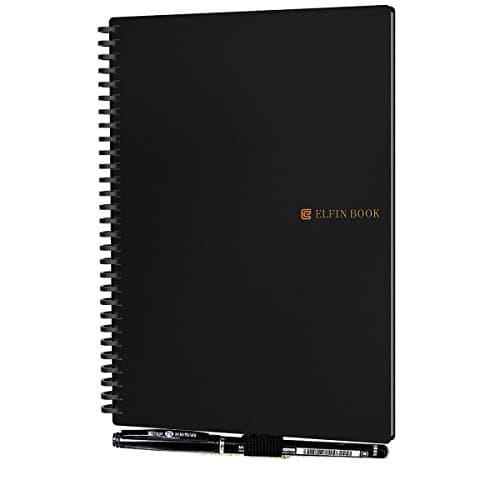 NetEraEU Elfinbook 2.0 Smart Notebook eraseable notebook waterproof Notepad reuse 5.8 "x 8.2" inches (A5 black)