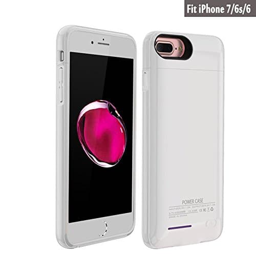 iPhone 7 / iPhone 6 6s Battery Case, YFish External Battery Charger Case Slim Rechargeable Power Bank Case for iPhone 6 6s 7 3000mAh Extended Backup Battery Charging Pack Magnetic, White
