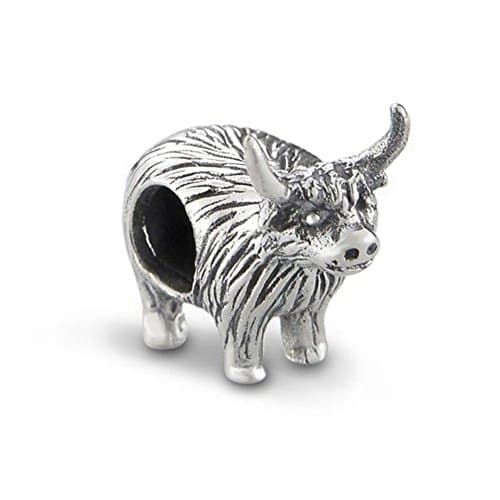 Highland Cow Silver Bead Charm
