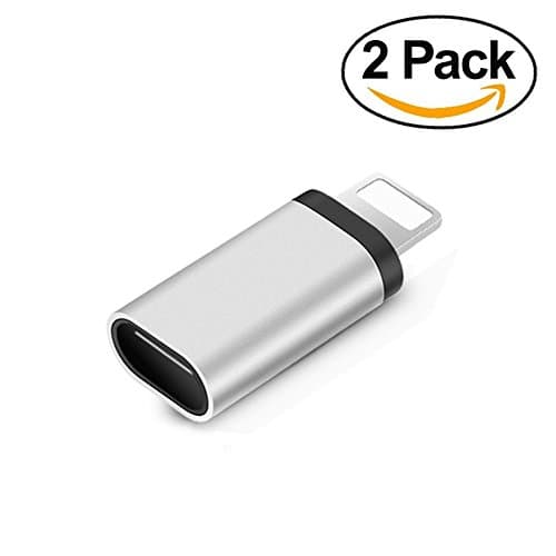 Type C to Lightning Adapter 2-Pack, USB-C to 8-Pin Lightning Male Charge and Sync Adapter - Data Sync your iPhone / iPad / iPod with USB-C Cables
