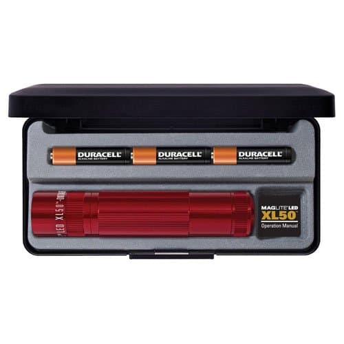 Precise Engineered Maglite XL50 LED Torch Red in Gift Box 139 Lumens Size 3 x AAA Batteries [Pack of 1] - w/3yr Rescu3® Warranty