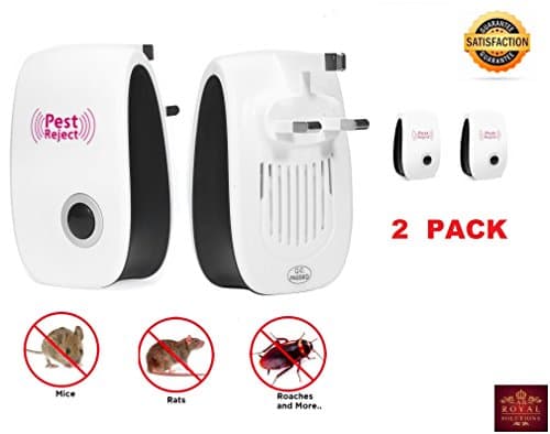 ULTRASONIC PEST CONTROL REPELLER REJECT MOUSE MICE SPIDER FLY RAT UK PLUG IN ELECTRONIC (2 PACK)
