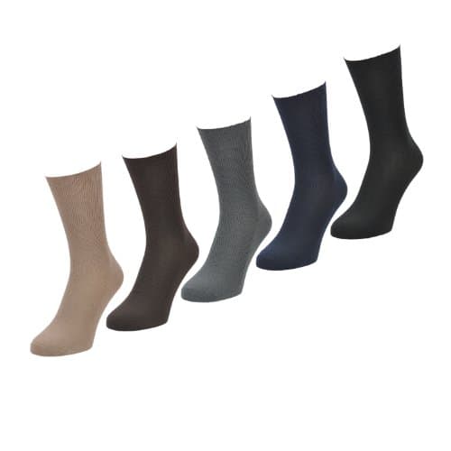 Mens Socks, 5 Pairs, Mixed selection, Soft Loop cuff no-elastic Diabetic Socks