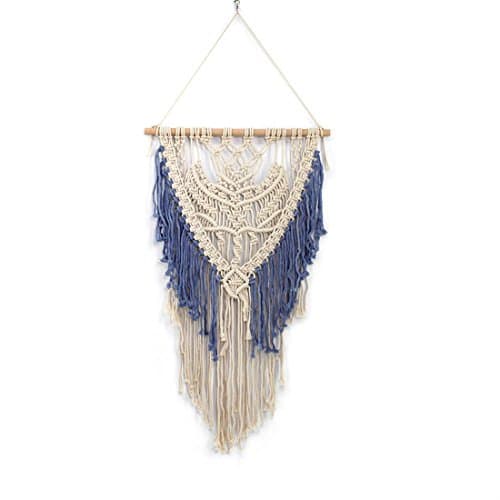 OMAS Handmade Macrame Wall Hanging- Woven Wall Art- Macrame Tapestry-Boho Wall Decor- Textile Wall hanging – 20" L X 46" W -Blue