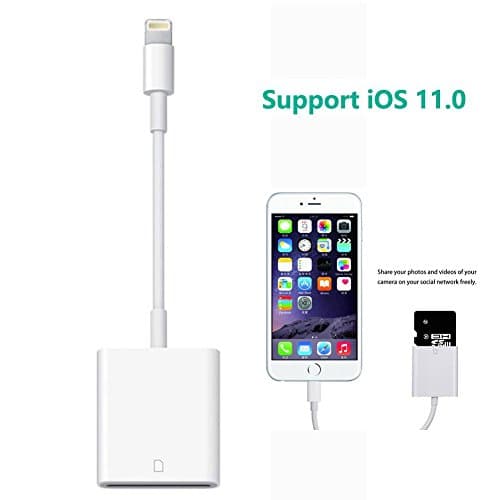 [ Support iOS 11 ] Lightning to SD Card Reader for iPhone iPad , Ecomac Trail and Game Camera , for iPhone 5/5s/5c/6/6s/6 Plus/7/7 Plus/iPad Mini/Air No App Required
