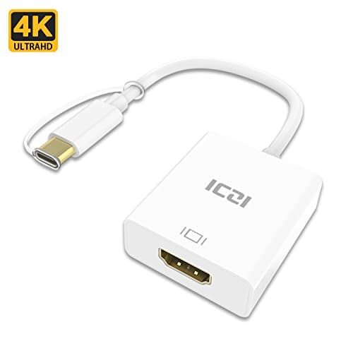 USB C to HDMI Adapter, ICZI USB 3.1 Type C to HDMI Adapter, Thunderbolt 3 Compatible (4K Resolution) for Huawei Mate 10, ChromeBook Pixel, Samsung Galaxy 8 / S8 / S8 Plus, 2016 / 2017 MacBook ect. (Plastic Shell)
