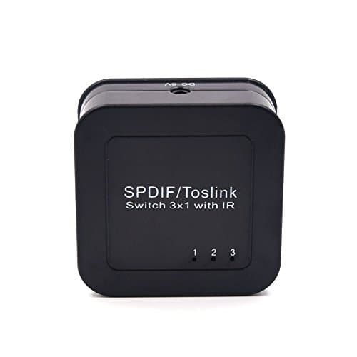 VCANDO SPDIF/Toslink Switch 3x1 with IR Remote Control Digital Optical Audio Switcher 3 In 1 Out
