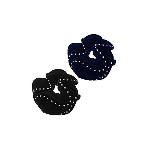 Equetech Crystal Velvet Scrunchie - Colour Navy - Size One Size