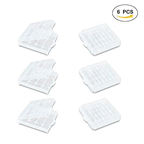 Jazzka Battery Storage Case AA AAA 6 Pieces Hard Plastic Box Protection Holder Organizer Container Clear