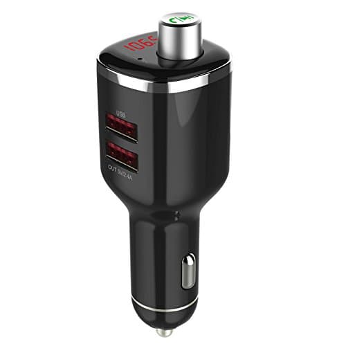 Miuko V4.2 Bluetooth FM Transmitter, Bluetooth Receiver MP3 Player Wireless In-Car Stereo Radio Adapter Car Kit Hands Free Calling, Dual USB Charger and Surpport USB Flash Drive