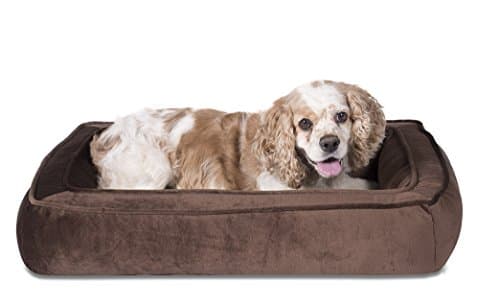 Sleepi Deluxe Rectangular Bolster Cuddler Pet Bed, 18" x 28" x 6", Potting Soil
